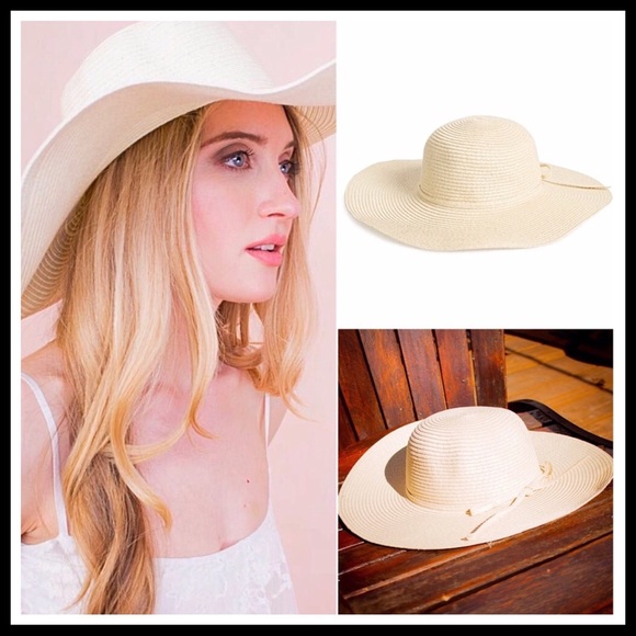 OVERSIZED WIDE BRIM FLOPPY WOVEN IVORY SUN HAT A2C - Picture 4 of 8